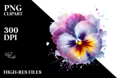 Pansy Watercolor Splash PNG Product Image 2