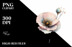 Pastel Wooden Poppy | Clipart Product Image 3