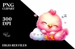 Sleeping Baby Chicken in Watercolor, PNG Product Image 2