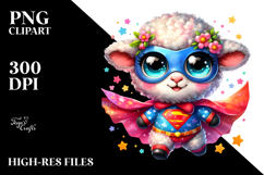 Vibrant Baby Lamb, Wearing Superhero Cape PNG Product Image 2