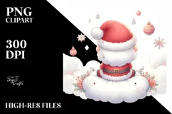 Cute Vibrant Santa on a Moon PNG Product Image 1