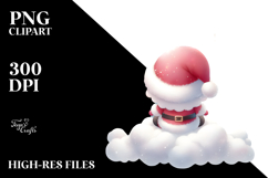 Cute Vibrant Santa on a Moon PNG Product Image 2