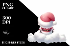 Cute Vibrant Santa on a Moon PNG Product Image 1