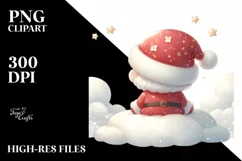 Cute Vibrant Santa on a Moon PNG Product Image 1