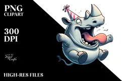 Goofy Rhino with Party Hat PNG Product Image 2