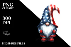 Patriotic Gnome USA Colors PNG Product Image 2