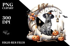 Zebra Dressed for Halloween on Half Moon, High-Res PNG Product Image 2