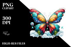 Colorful Butterfly White Clipart Product Image 1