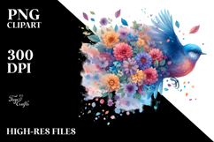 Colorful Bird with Flowers,Transparent PNG Product Image 2