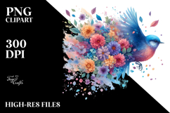 Colorful Bird with Floral Wings, Transparent PNG Product Image 2