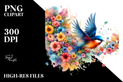 Colorful Bird with Flower Tail, Transparent PNG Product Image 2
