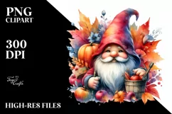 Washed Vibrant Autumn Gnome, High Quality PNG Product Image 1