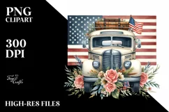 Watercolor Vintage Bus Flag Clipart Product Image 3