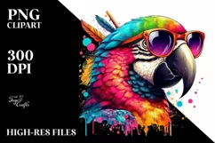 Artistic Style Parrot Clipart with Quirky Colors Product Image 1