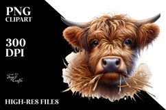 Highland Cow Portrait | Clipart Product Image 3