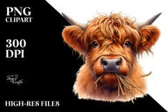 Highland Cow Portrait | Clipart Product Image 2