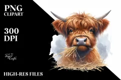 Cow Highland Confused Hay Straw Portrait | Sublimation | Product Image 1