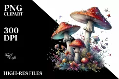 Magical Mushroom Watercolor Splash PNG Product Image 1