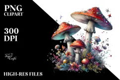 Magical Mushroom Watercolor Splash PNG Product Image 2