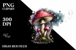 Magical Mushroom Watercolor Splash PNG Product Image 3