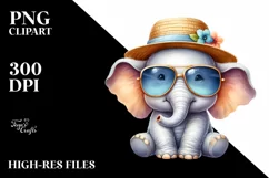 Cute Baby Elephant Watercolor Clipart Product Image 1