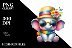 Cute Baby Elephant Watercolor Clipart Product Image 1