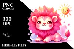 Baby Lion in Vibrant Watercolor, PNG Product Image 2