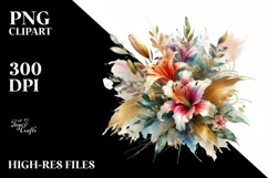 Colorful Abstract Bouquet | Golden Foil | Clipart Product Image 3
