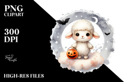 Cute Baby Lamb on Halloween Cloud PNG Product Image 2