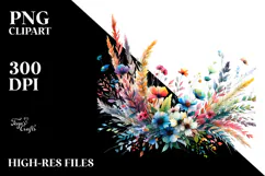 Colorful Abstract Wild Flowers, High-Res PNG Product Image 2