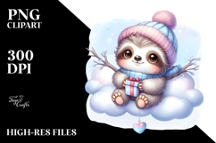 Cute Pastel Sloth with Christmas Tree, Transparent PNG Product Image 2