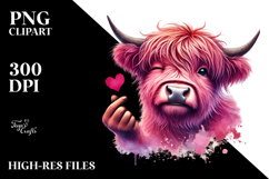 Winking Highland Cow Digital Painting PNG Product Image 2