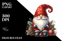 Washed Vibrant Christmas Gnome, High Resolution PNG Product Image 1