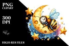Bee Sleeping on the Moon | Clipart Product Image 2