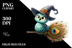 Funny Peacock on Broom | Clipart Product Image 2