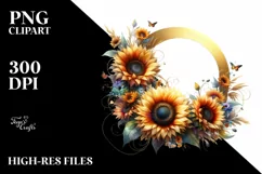 Vibrant Sunflower Frame | Golden Foil | Clipart Product Image 3