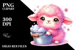 Cute Baby Lamb in Vibrant Watercolor PNG Product Image 2
