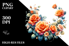 Vibrant Floral Frame with Orange Roses | Sublimation | Product Image 2