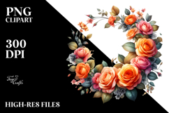 Vibrant Floral Frame with Orange Roses | Sublimation | Product Image 2