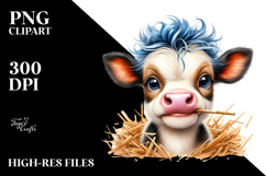 Funny Cow with Cool Hair, High-Quality PNG Product Image 2