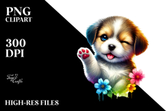 Colorful Puppy with Sunglasses PNG Product Image 2