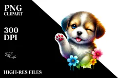 Colorful Puppy with Sunglasses PNG Product Image 2
