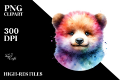 Vibrant Watercolor Baby Bear | Clipart Product Image 2