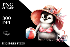 Digital Baby Penguin, Wearing Beachwear PNG Product Image 2