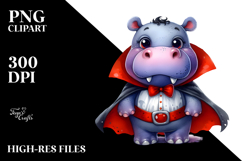 Funny Hippo Dressed as Vampire Clipart Product Image 2