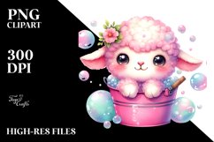 Baby Lamb in Watercolor, PNG Product Image 2