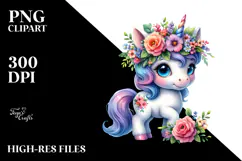 Watercolor Cute Baby Unicorn, Style Product Image 2