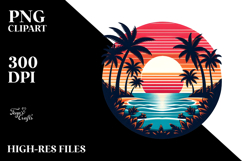 Retro Tropical Island Sunset PNG Product Image 2