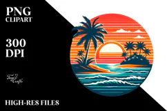 Retro Tropical Island Sunset PNG Product Image 2