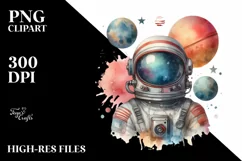 Colorful Vintage Astronaut Girl | Clipart Product Image 3